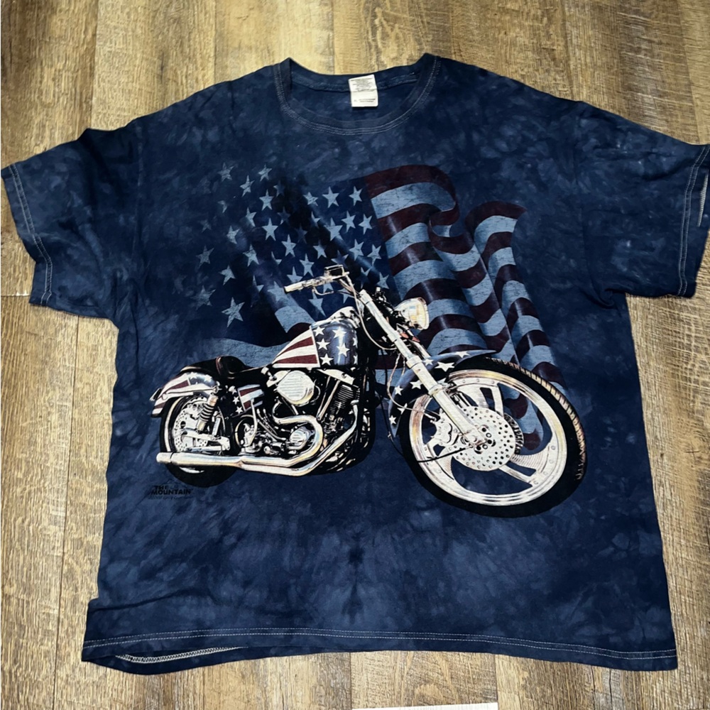 The Mountain USA American Motorcycle Shirt Short Sleeve T-Shirt Tee Men's XLarge